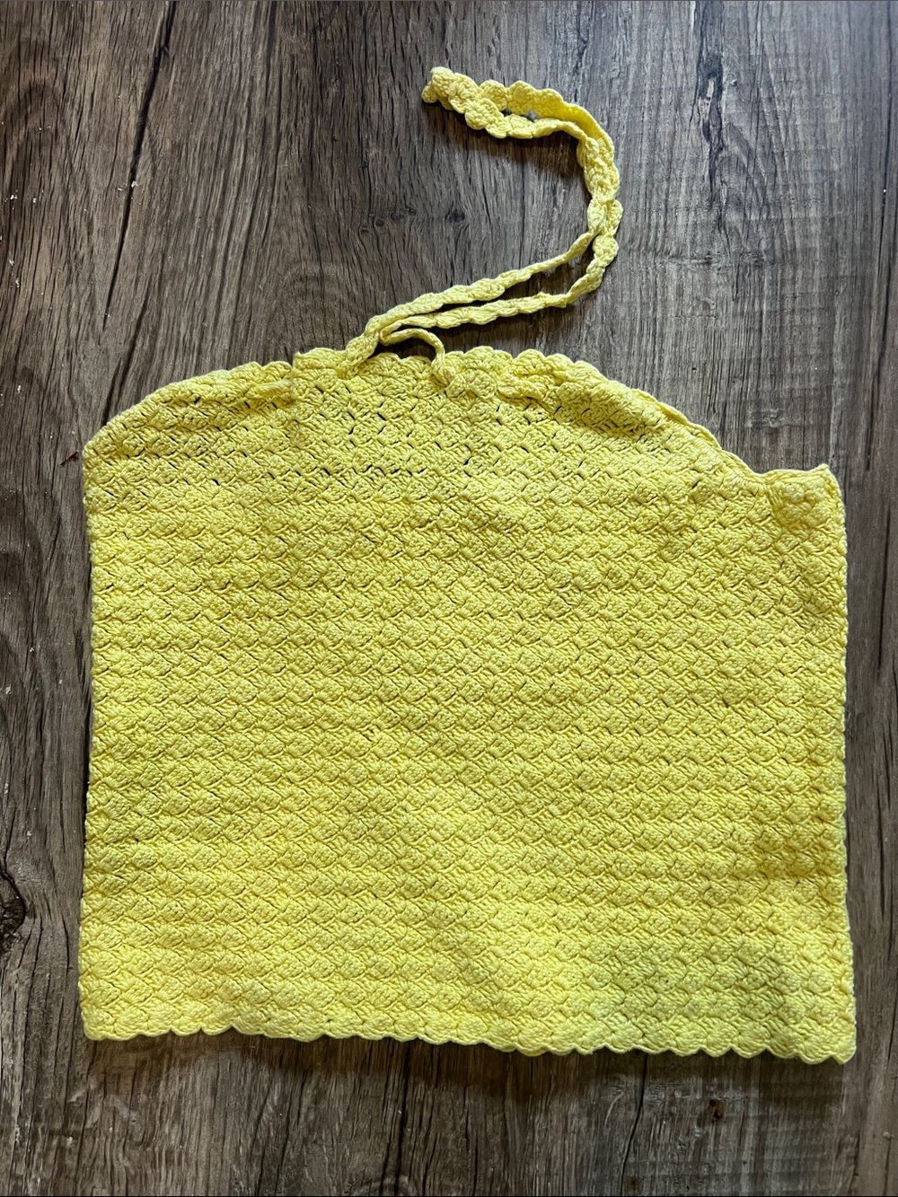 Vintage 1970s Crochet Halter Top Gabs Hawaii Chartreuse Knit Boho Festival